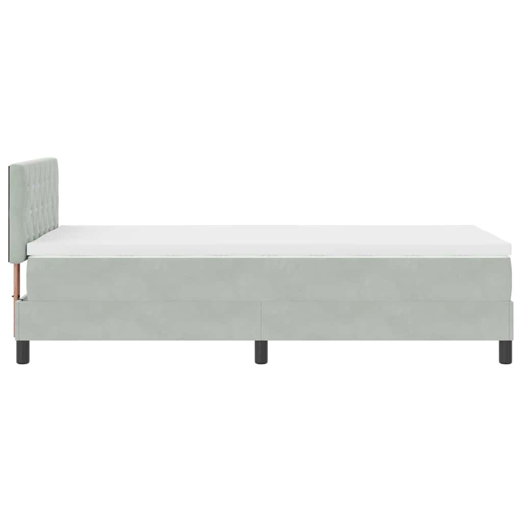 LED Box Spring Krevet Svijetlo siva 90 x 200 cm Baršun