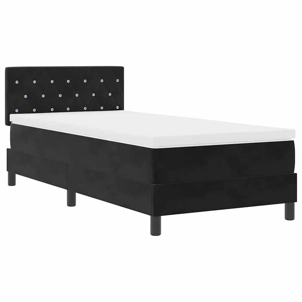 LED Box Spring Krevet s madracem Crna 90 x 200 cm Baršun