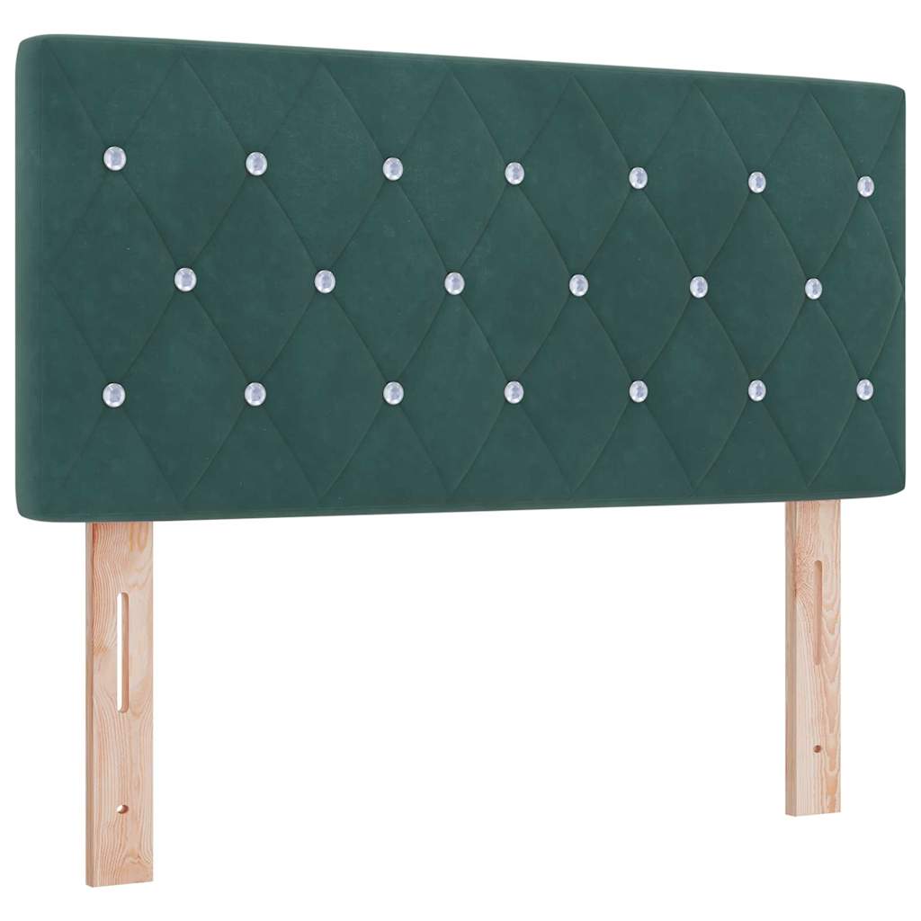 LED Box Spring Krevet s madracem Tamnozelena 90 x 200 cm Baršun