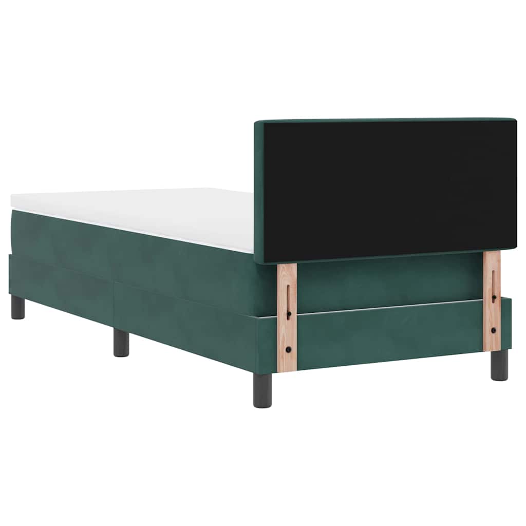 LED Box Spring Krevet s madracem Tamnozelena 90 x 200 cm Baršun