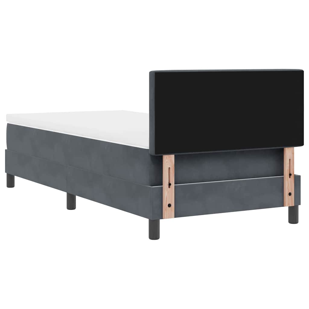 LED Box Spring Krevet s madracem Tamno siva 100 x 200 cm Baršun
