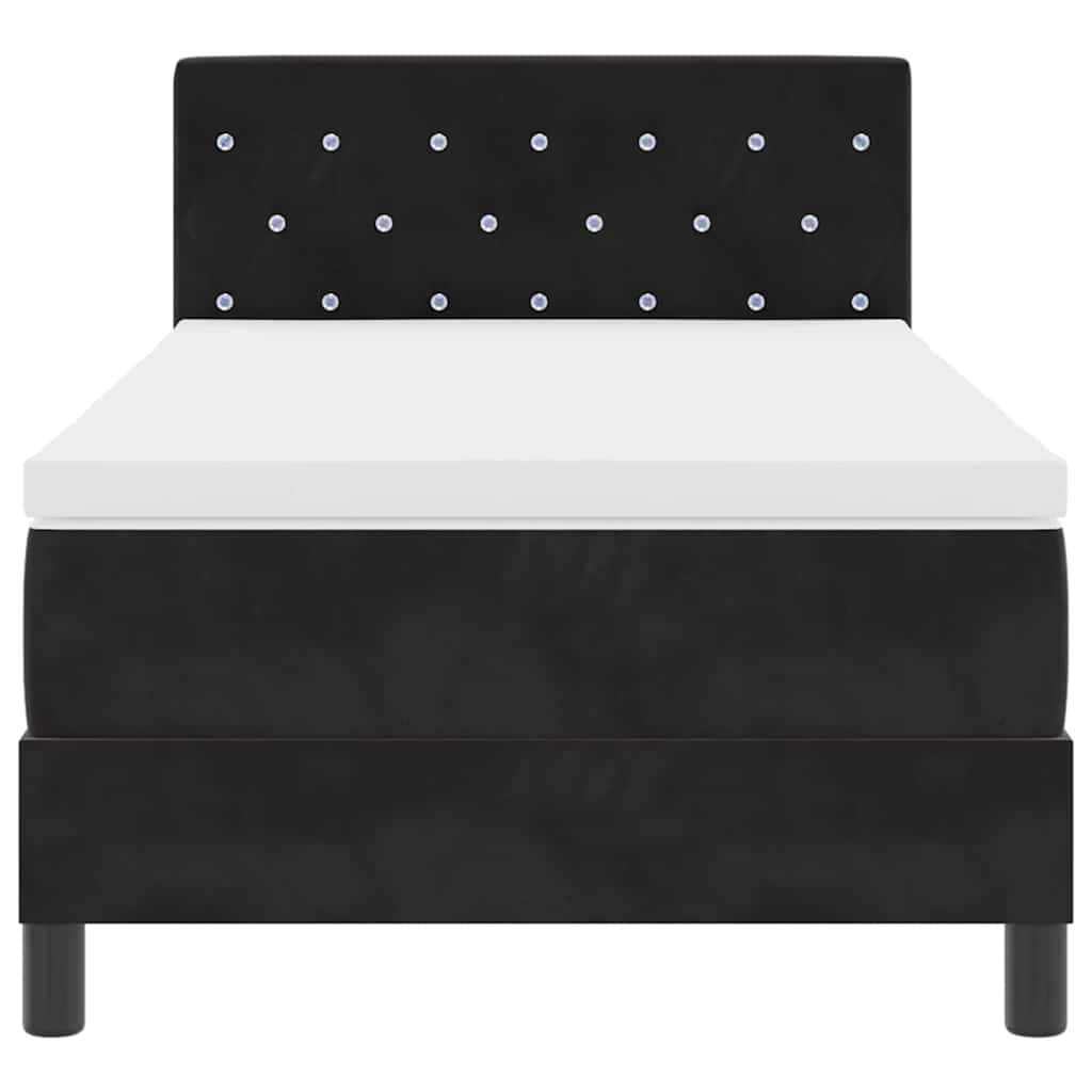 LED Box Spring Krevet s madracem Crna 100 x 200 cm Baršun