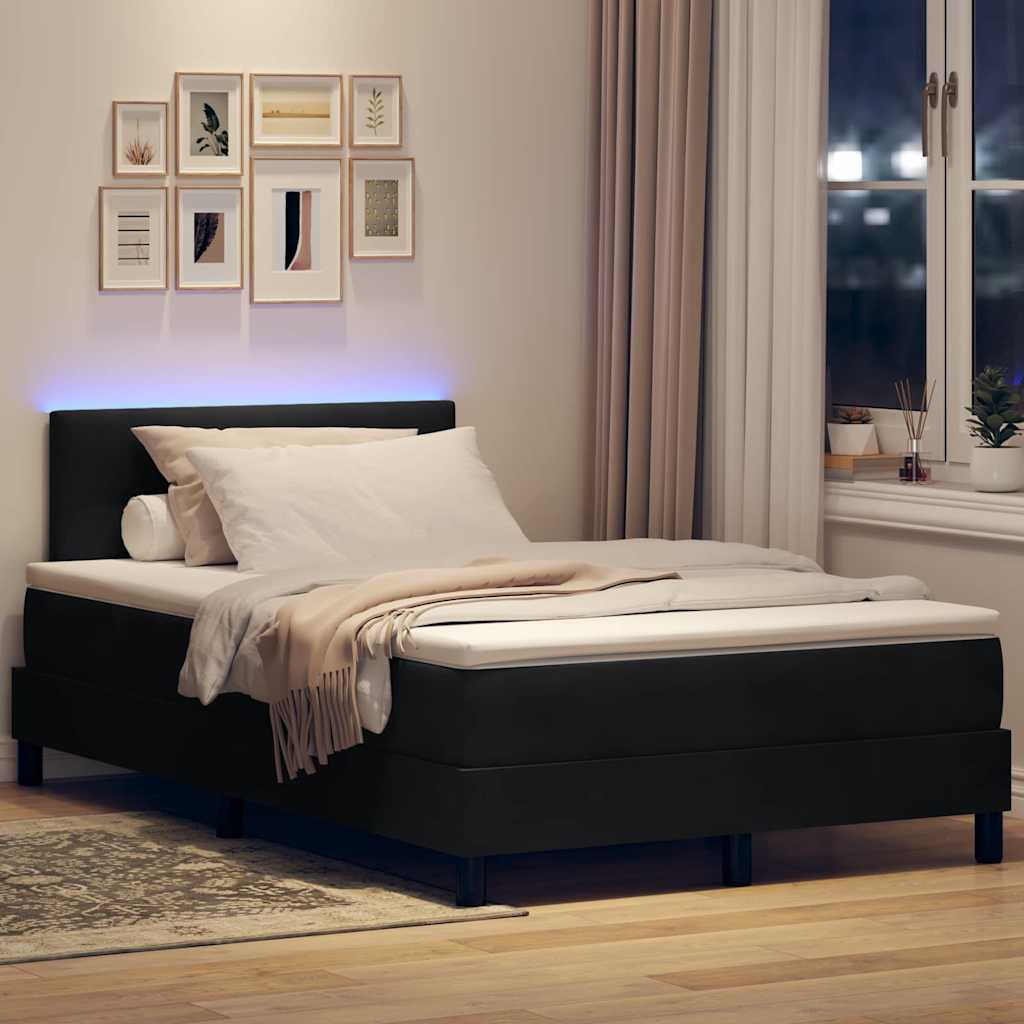 LED Box Spring Krevet s madracem Crna 120 x 190 cm Baršun