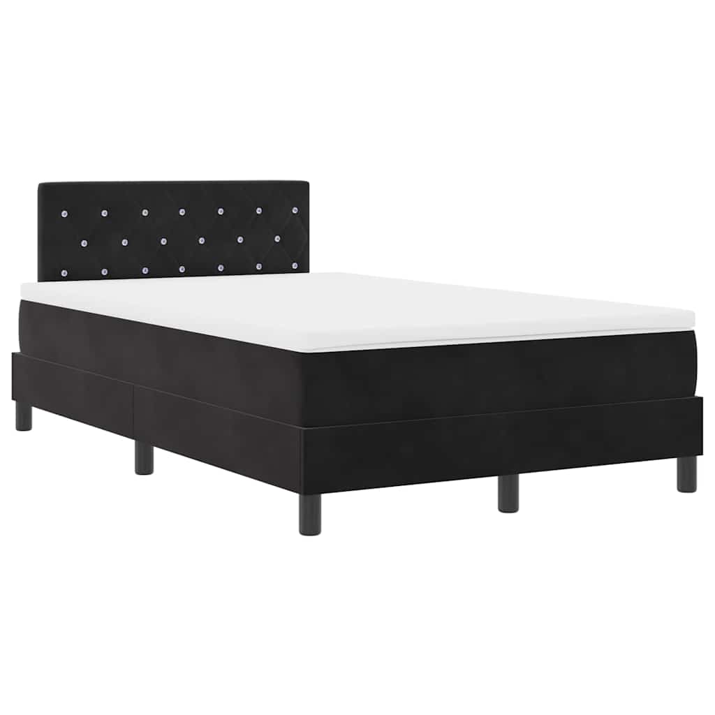 LED Box Spring Krevet s madracem Crna 120 x 190 cm Baršun