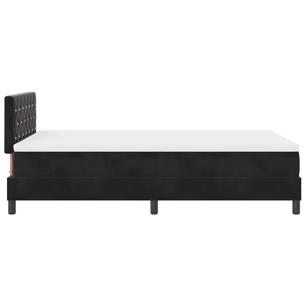 LED Box Spring Krevet s madracem Crna 120 x 190 cm Baršun