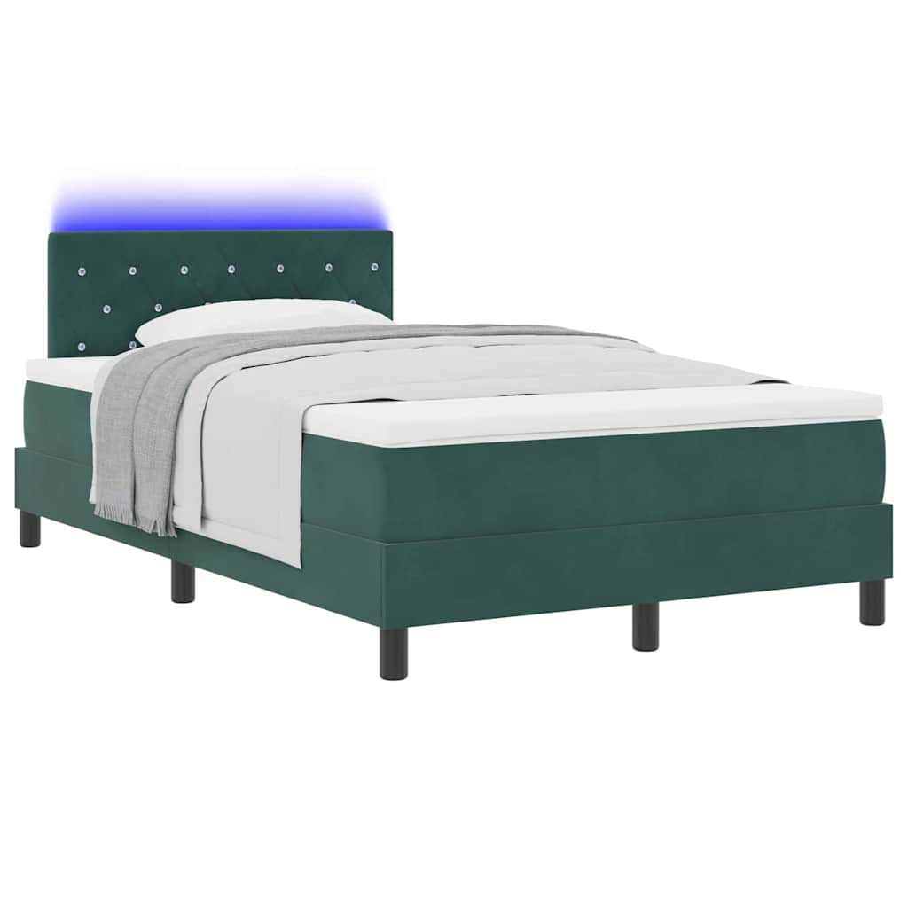 LED Box Spring Krevet Tamnozelena 120 x 190 cm Baršun
