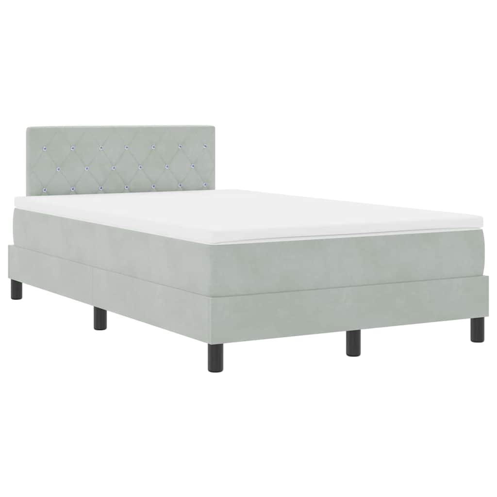 LED Box Spring Krevet Svijetlo siva 120 x 200 cm Baršun