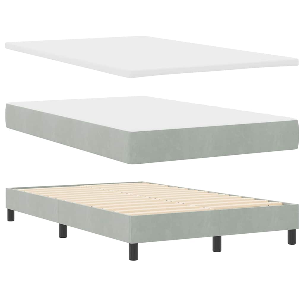 LED Box Spring Krevet Svijetlo siva 120 x 200 cm Baršun