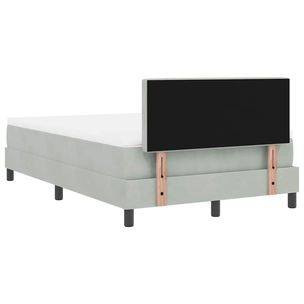 LED Box Spring Krevet Svijetlo siva 120 x 200 cm Baršun