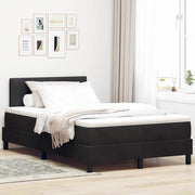 LED Box Spring Krevet s madracem Crna 120 x 200 cm Baršun