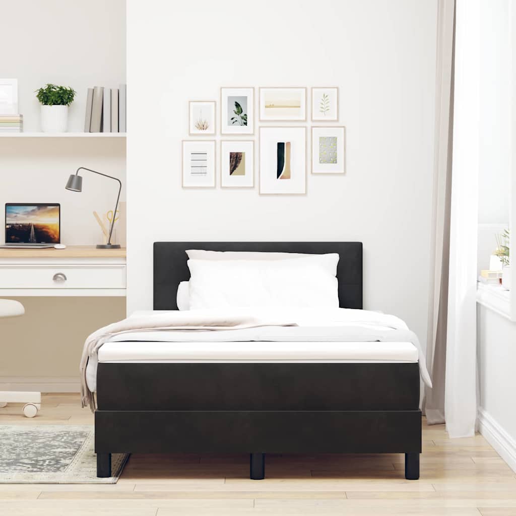 LED Box Spring Krevet s madracem Crna 120 x 200 cm Baršun