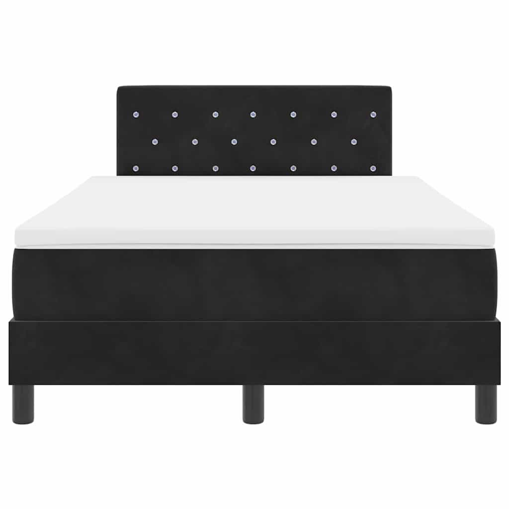 LED Box Spring Krevet s madracem Crna 120 x 200 cm Baršun