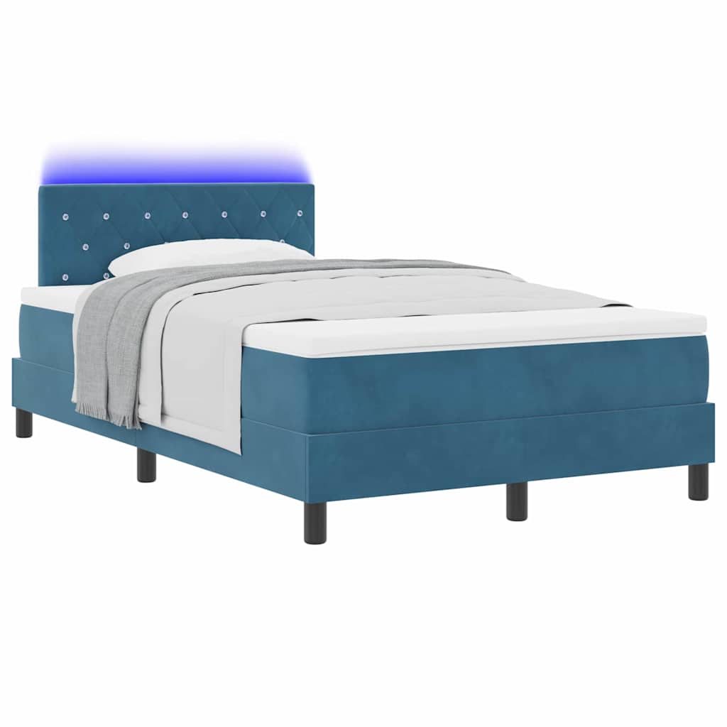 LED Box Spring Krevet Tamno plava 120 x 200 cm Baršun