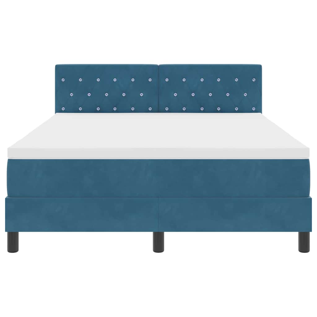 LED Box Spring Krevet Tamno plava 140 x 190 cm Baršun