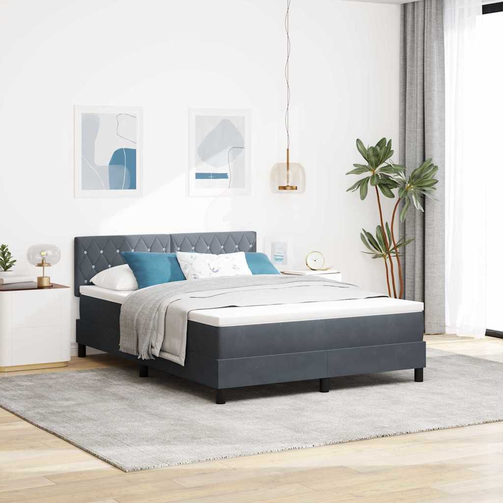 LED Box Spring Krevet s madracem Tamno siva 160 x 200 cm Baršun