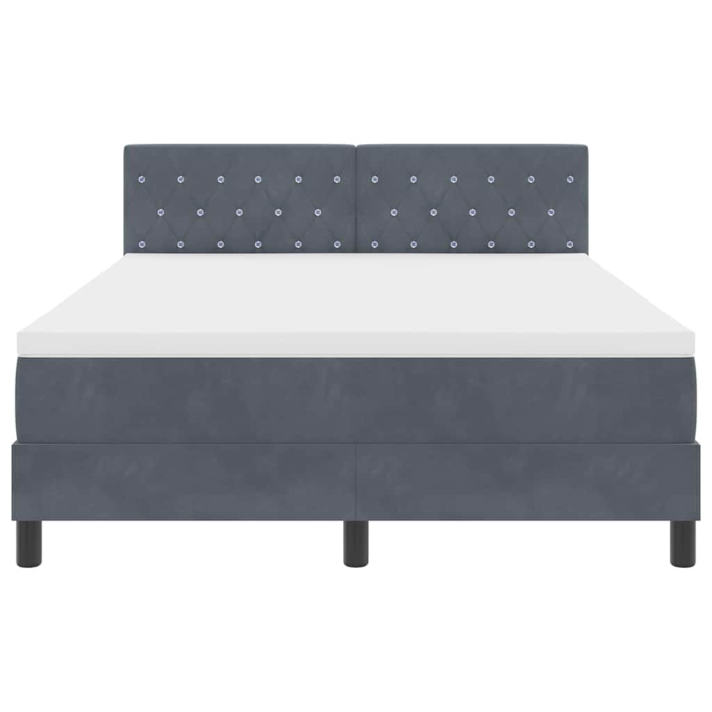 LED Box Spring Krevet s madracem Tamno siva 160 x 200 cm Baršun