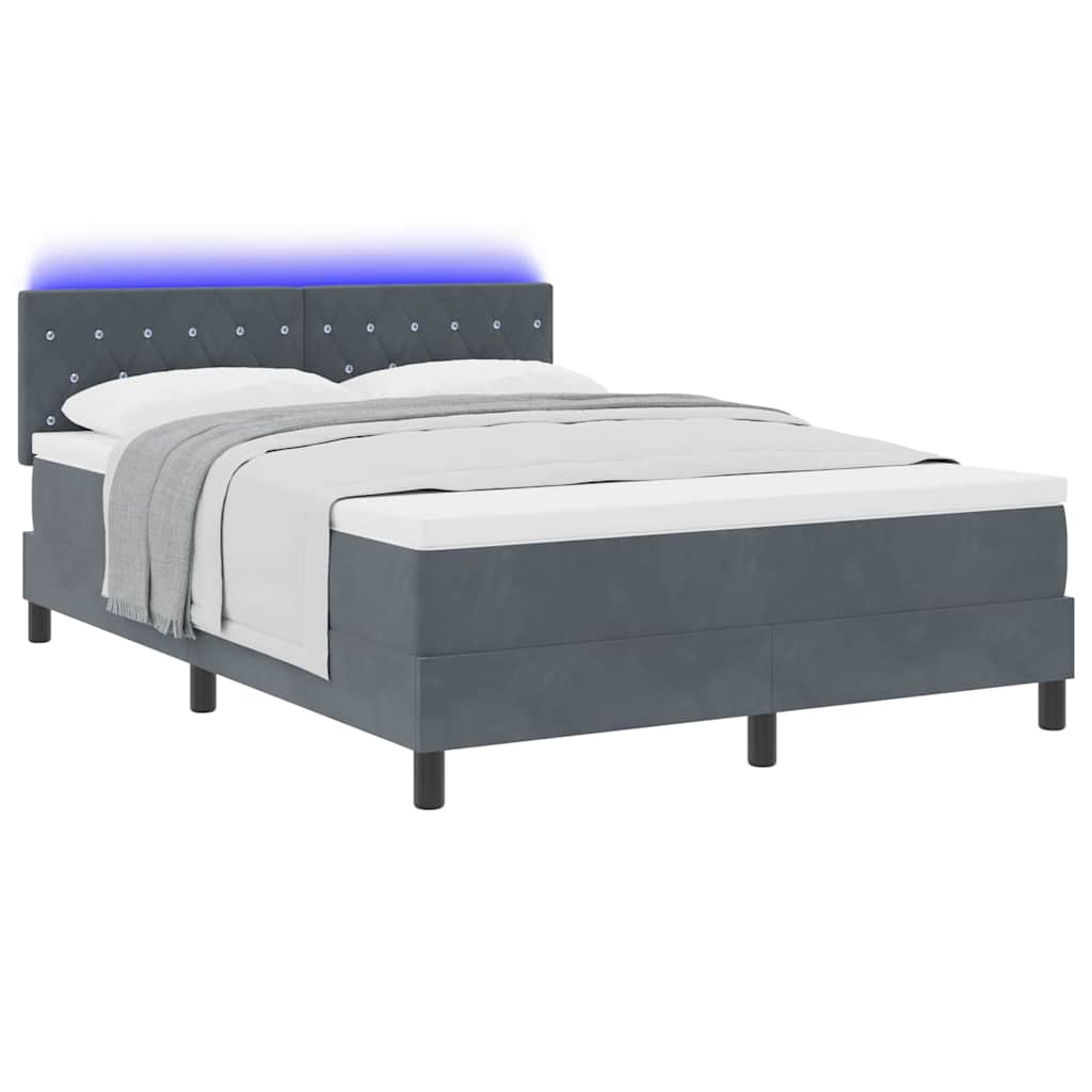 LED Box Spring Krevet s madracem Tamno siva 160 x 200 cm Baršun