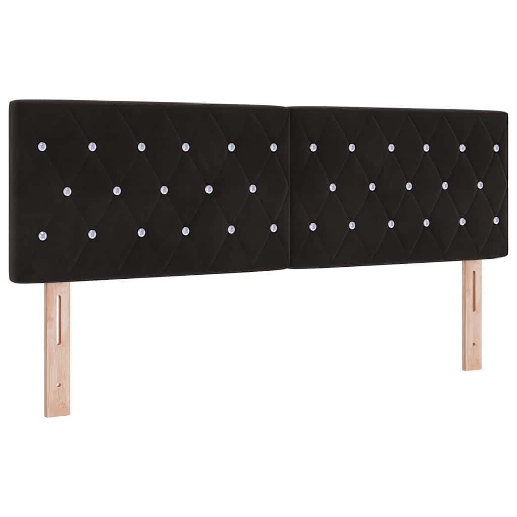 LED Box Spring Krevet s madracem Crna 160 x 200 cm Baršun