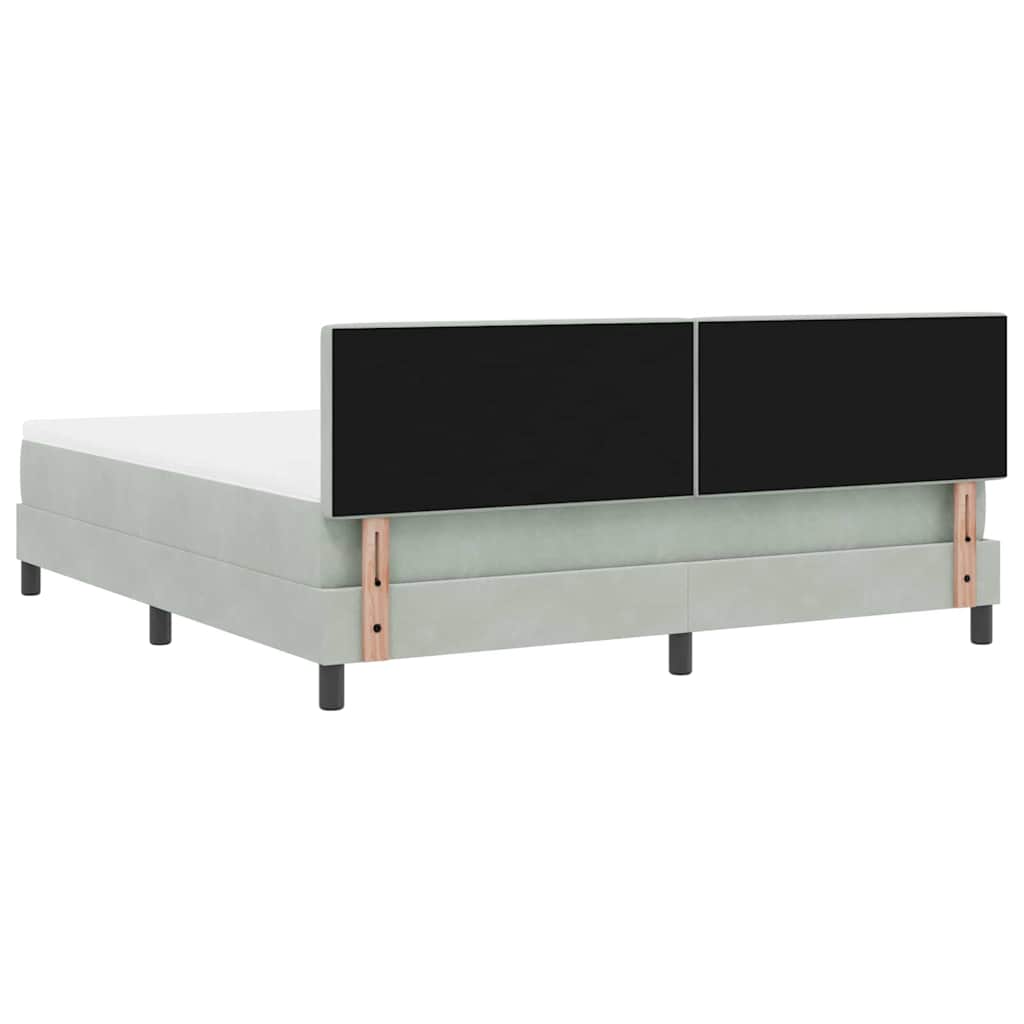LED Box Spring Krevet Svijetlo siva 180 x 200 cm Baršun