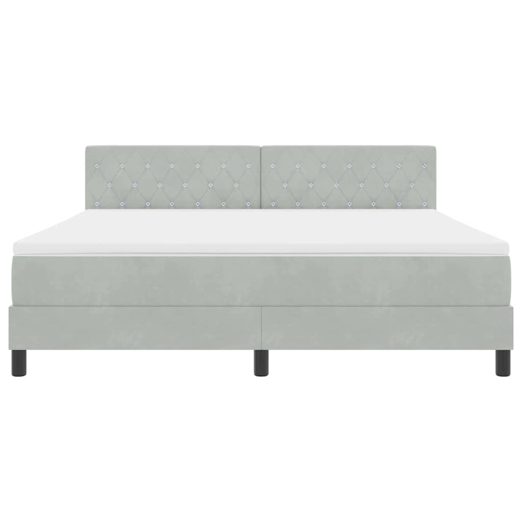 LED Box Spring Krevet Svijetlo siva 180 x 200 cm Baršun
