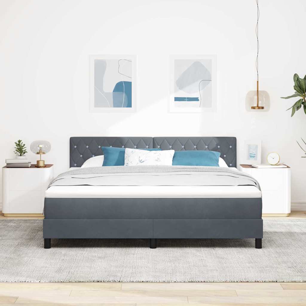 LED Box Spring Krevet s madracem Tamno siva 180 x 200 cm Baršun