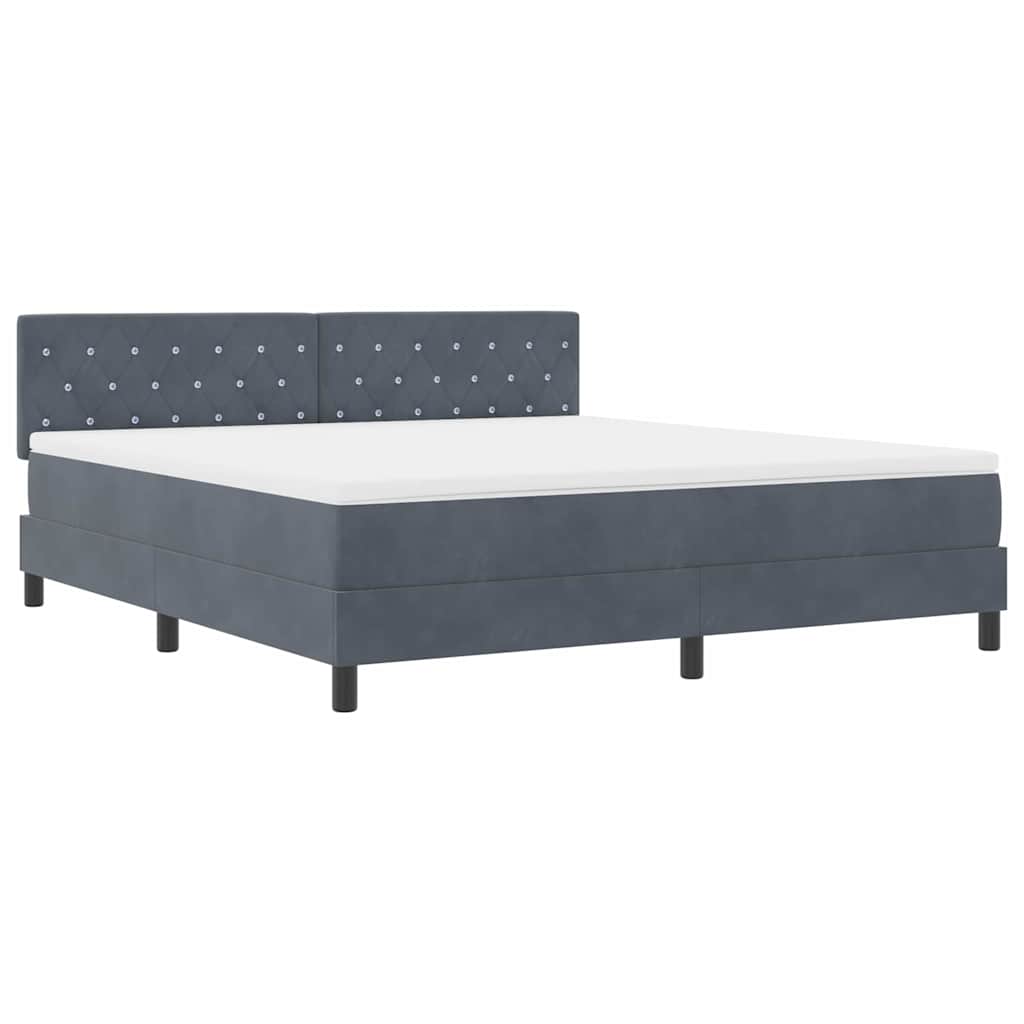 LED Box Spring Krevet s madracem Tamno siva 180 x 200 cm Baršun