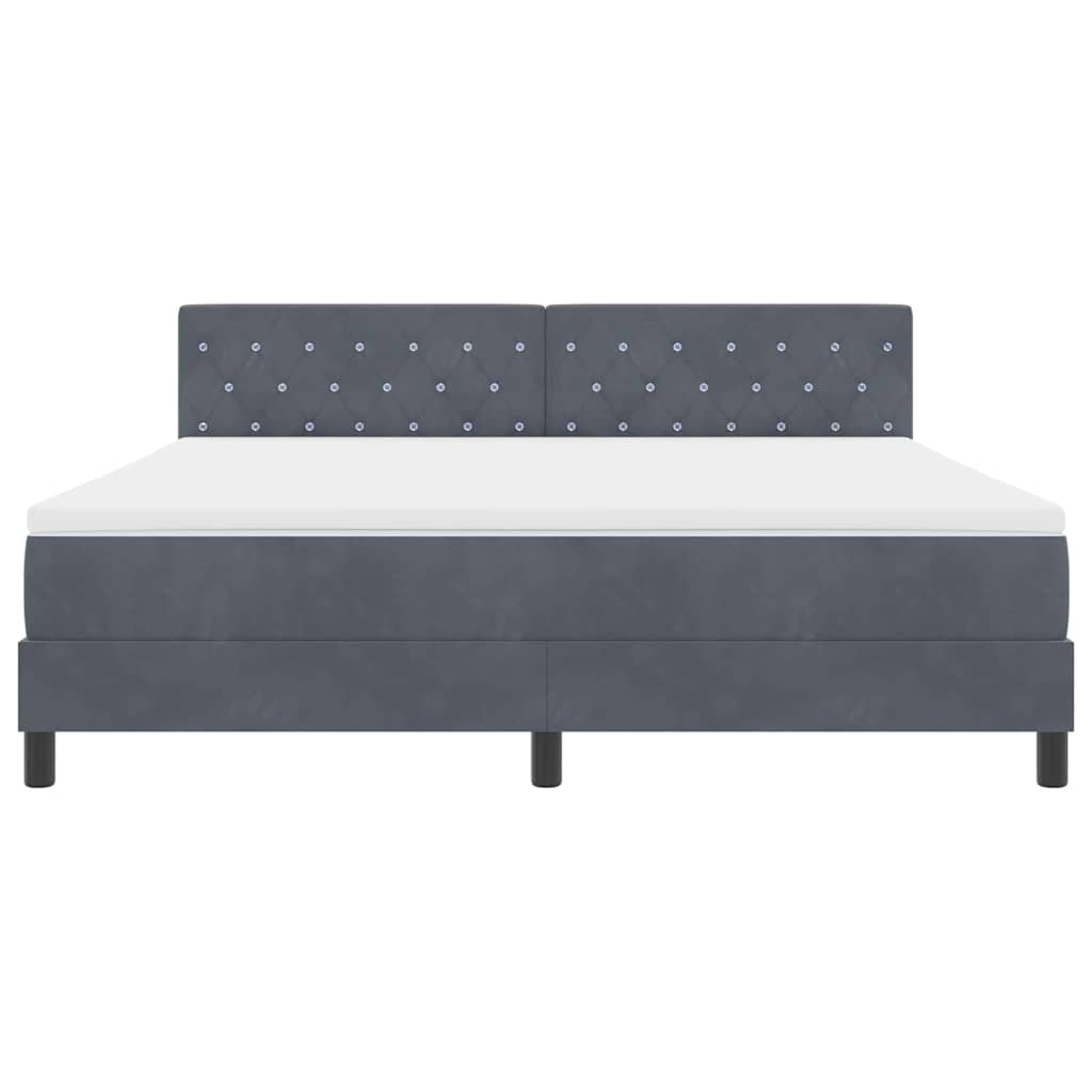 LED Box Spring Krevet s madracem Tamno siva 180 x 200 cm Baršun