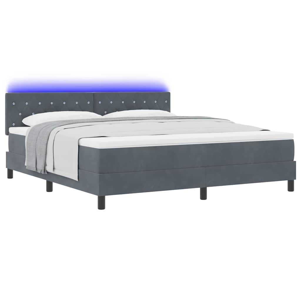 LED Box Spring Krevet s madracem Tamno siva 180 x 200 cm Baršun