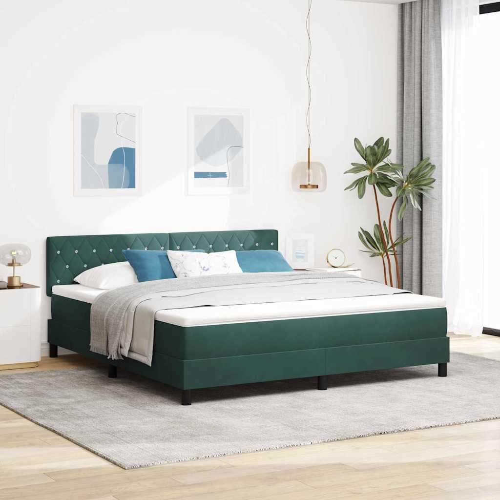 LED Box Spring Krevet Tamnozelena 180 x 200 cm Baršun