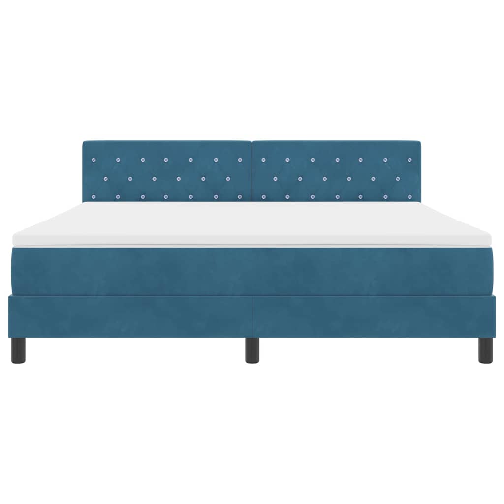 LED Box Spring Krevet Tamno plava 180 x 200 cm Baršun