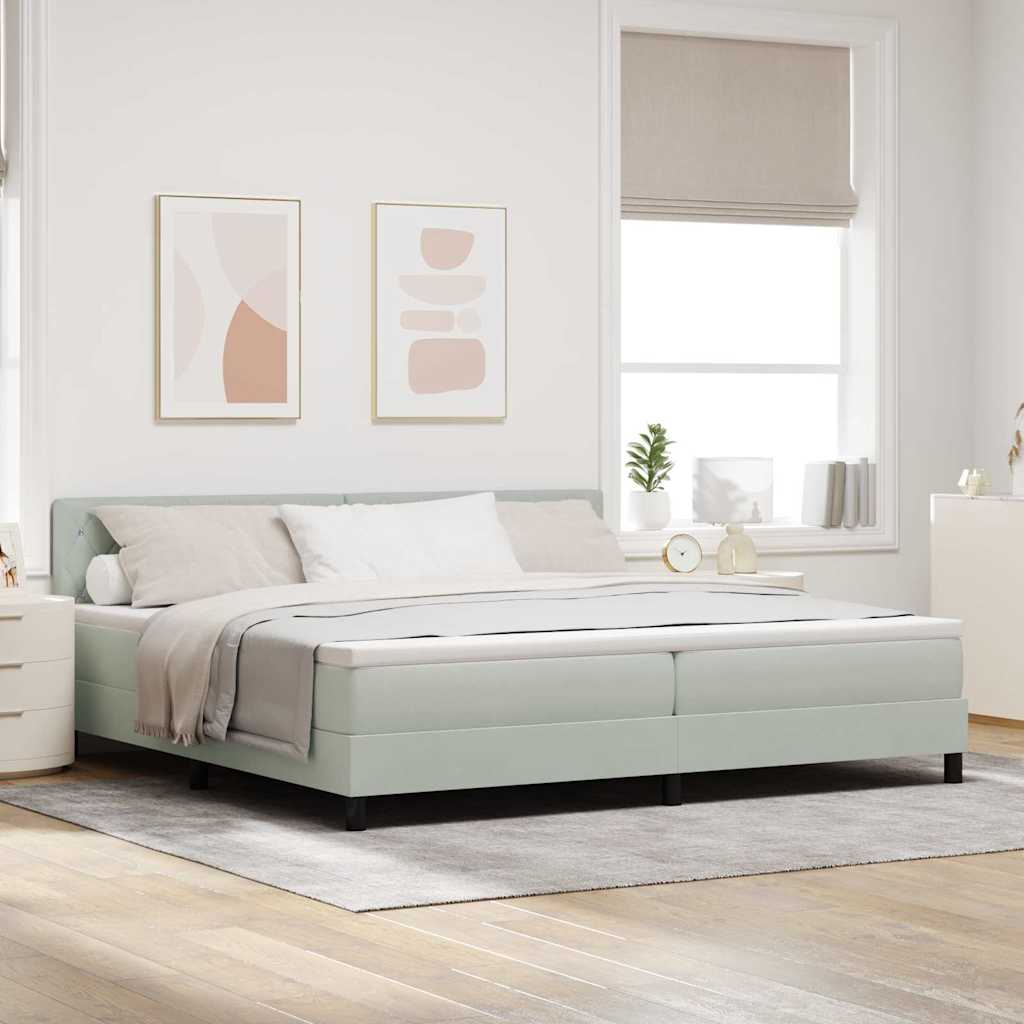 LED Box Spring Krevet Svijetlo siva 200 x 200 cm Baršun