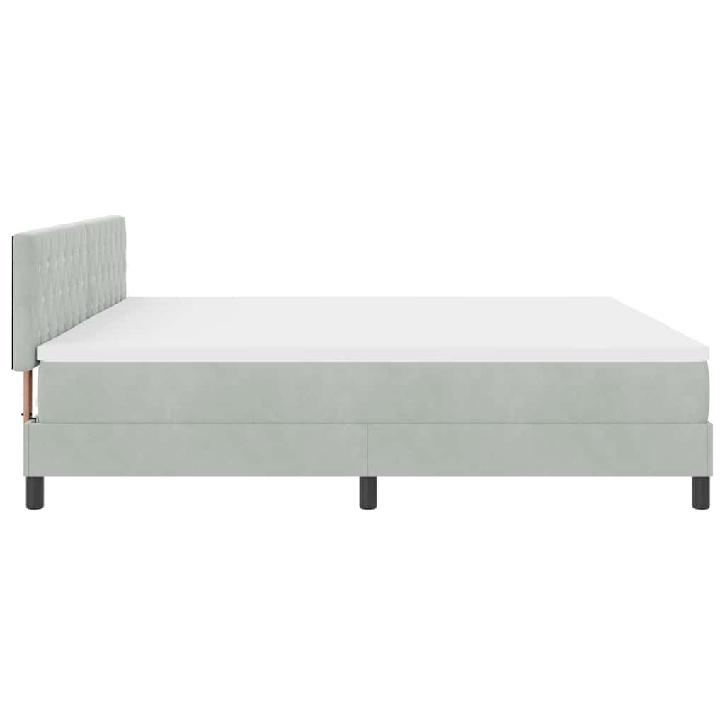 LED Box Spring Krevet Svijetlo siva 200 x 200 cm Baršun