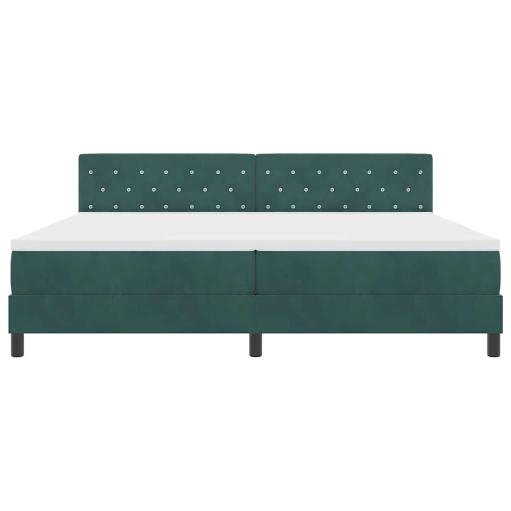 LED Box Spring Krevet Tamnozelena 200 x 200 cm Baršun