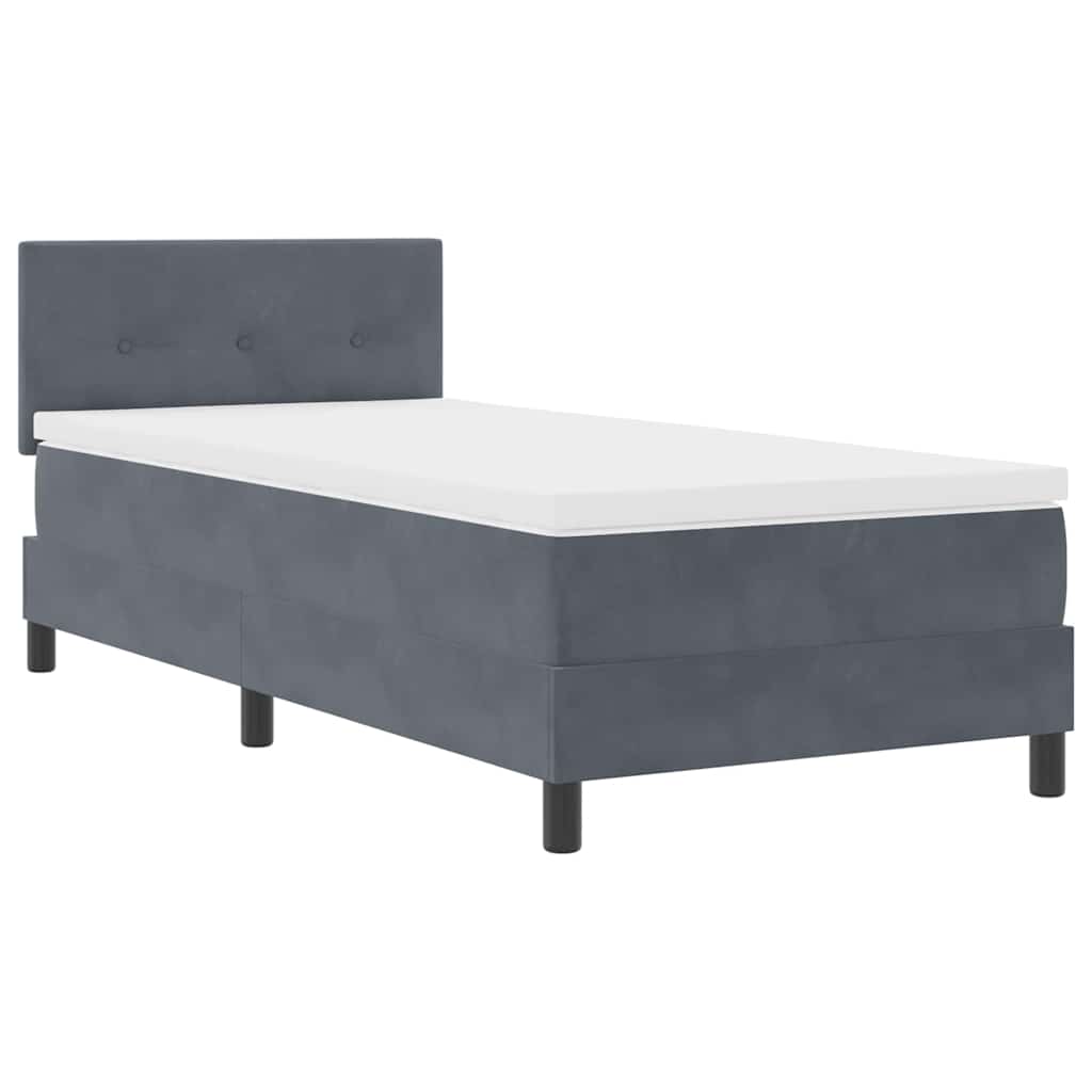 LED Box Spring Krevet s madracem Tamno siva 80 x 200 cm Baršun