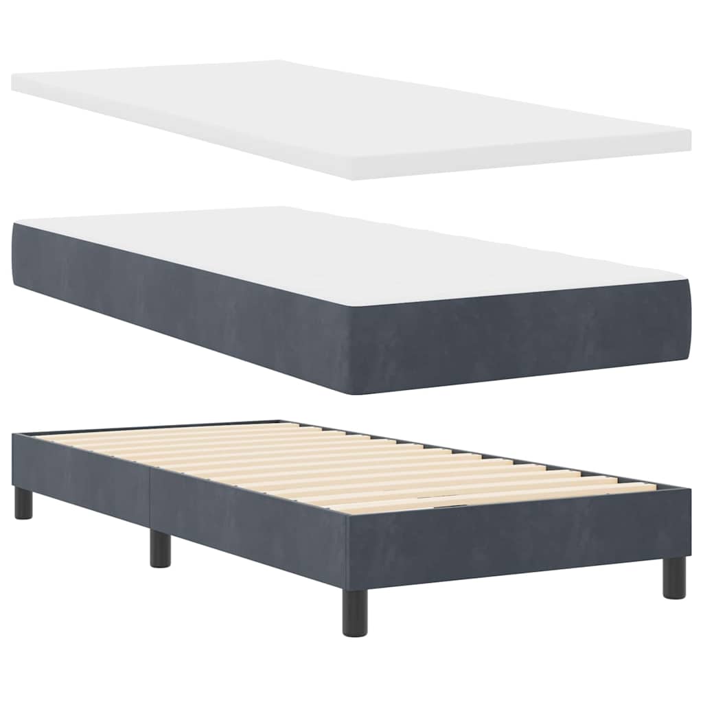LED Box Spring Krevet Tamno siva 80 x 200 cm Baršun