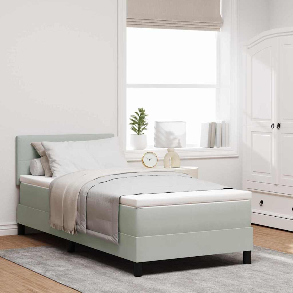 LED Box Spring Krevet Svijetlo siva 90 x 200 cm Baršun