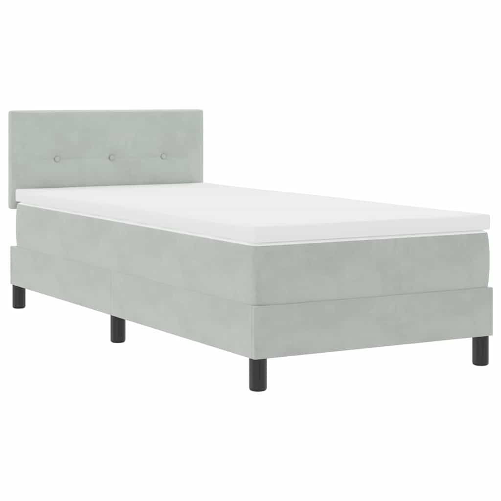 LED Box Spring Krevet Svijetlo siva 90 x 200 cm Baršun