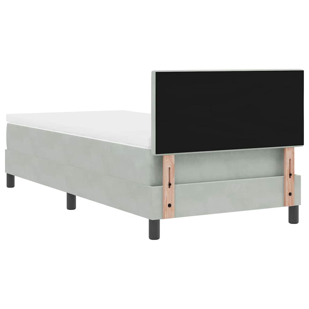 LED Box Spring Krevet Svijetlo siva 90 x 200 cm Baršun