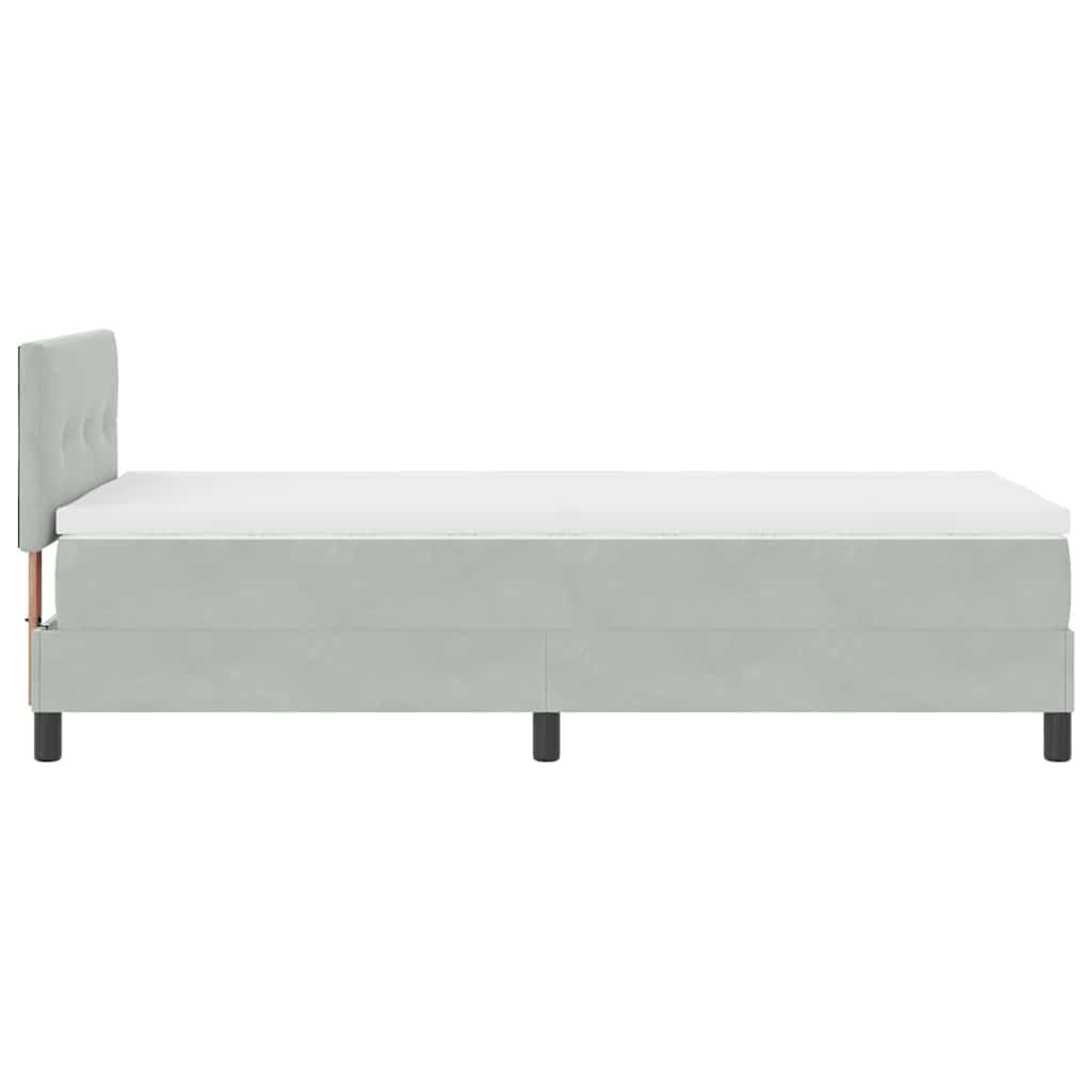 LED Box Spring Krevet Svijetlo siva 90 x 200 cm Baršun
