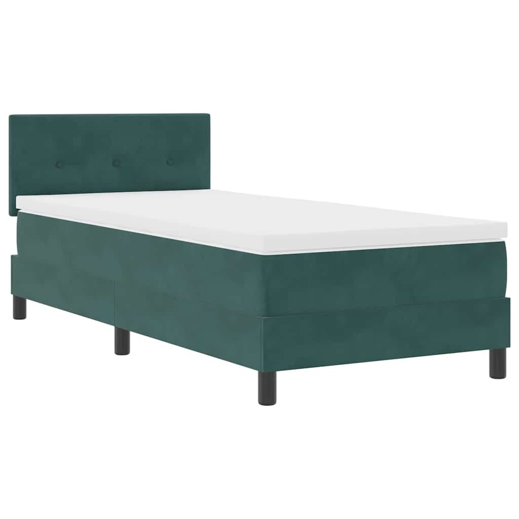 LED Box Spring Krevet s madracem Tamnozelena 90 x 200 cm Baršun