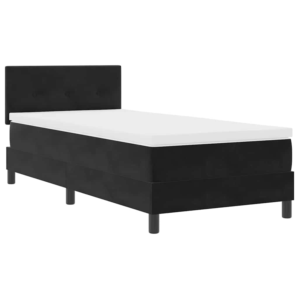 LED Box Spring Krevet s madracem Crna 100 x 200 cm Baršun
