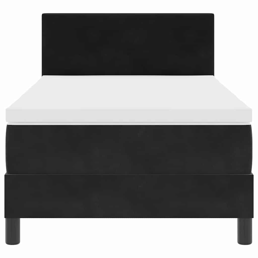 LED Box Spring Krevet s madracem Crna 100 x 200 cm Baršun