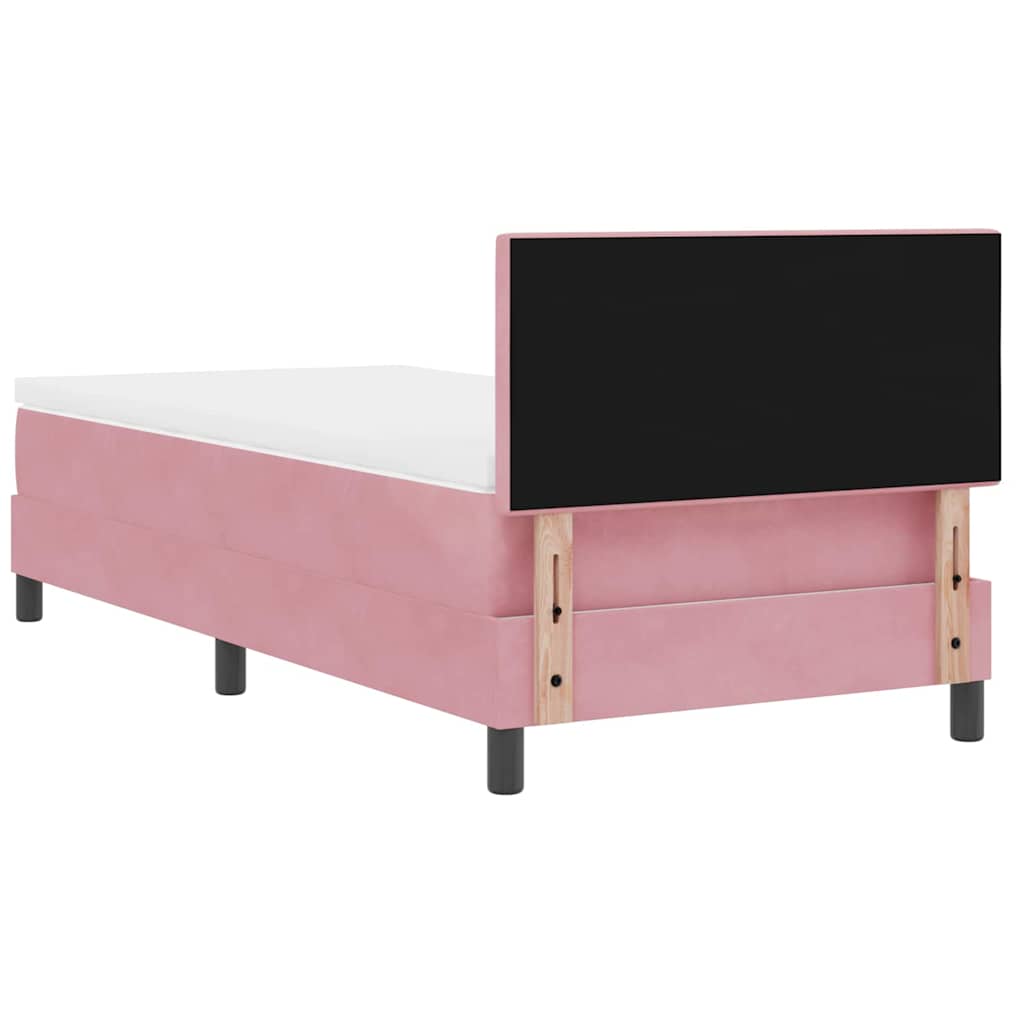LED Box Spring Krevet Ružičasta 100 x 200 cm Baršun