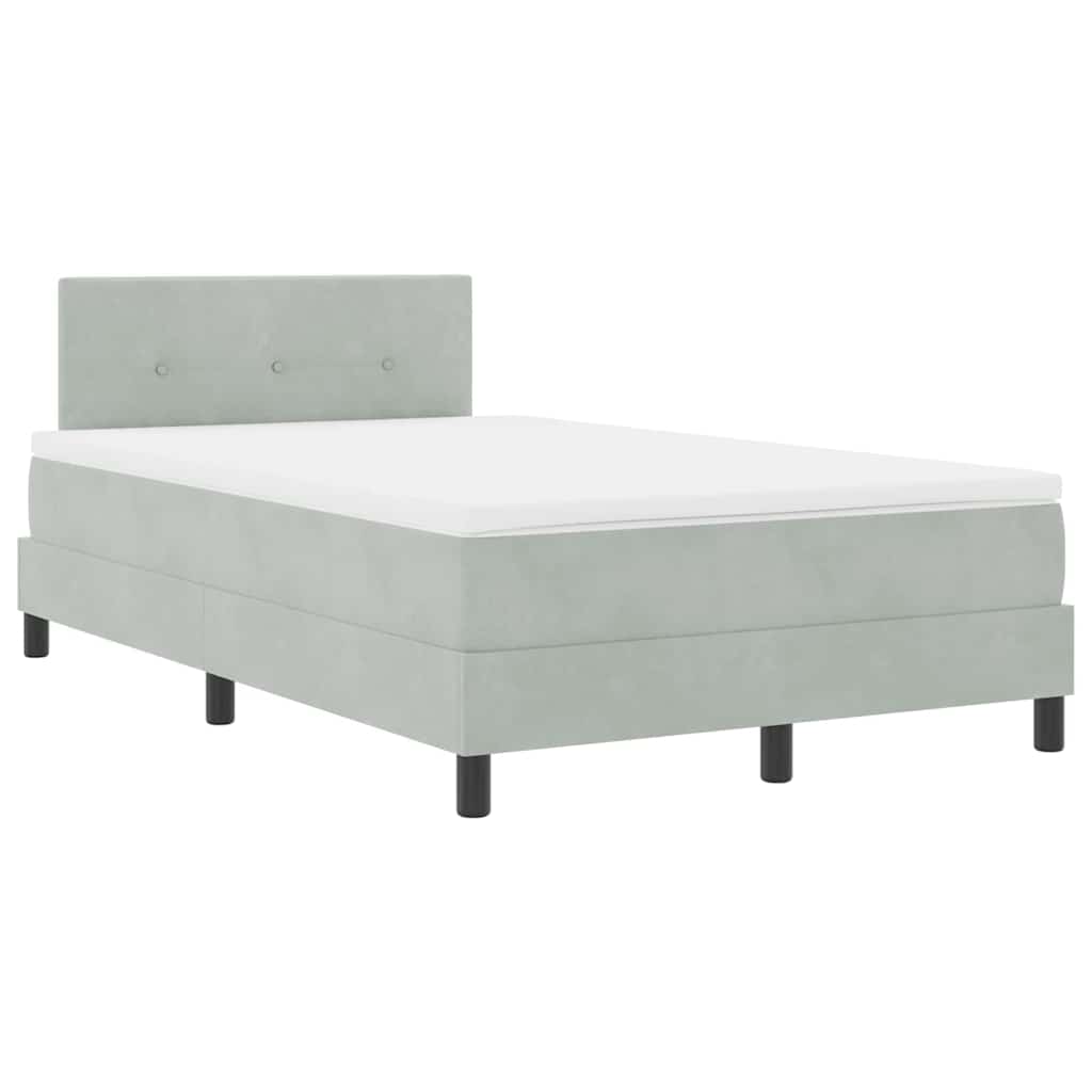 LED Box Spring Krevet Svijetlo siva 120 x 190 cm Baršun