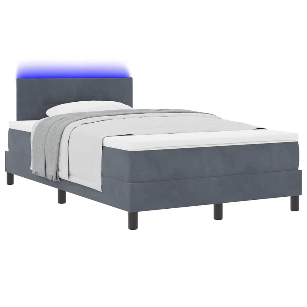 LED Box Spring Krevet Tamno siva 120 x 190 cm Baršun