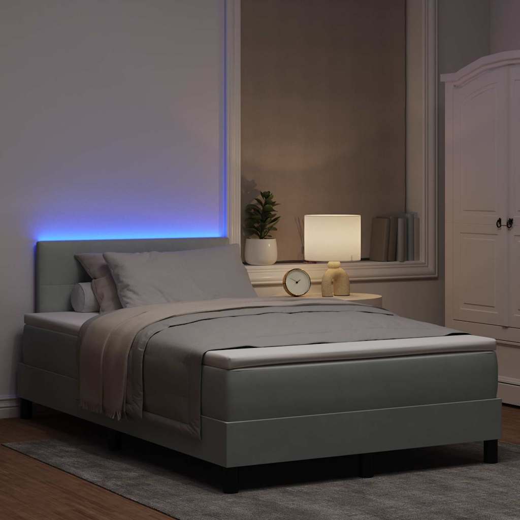 LED Box Spring Krevet Svijetlo siva 120 x 200 cm Baršun