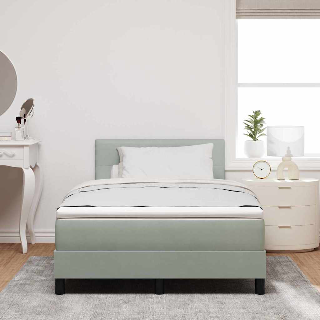 LED Box Spring Krevet Svijetlo siva 120 x 200 cm Baršun