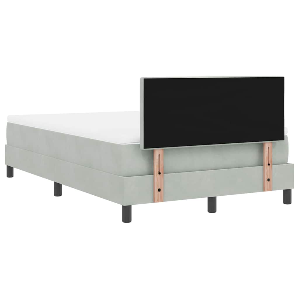 LED Box Spring Krevet Svijetlo siva 120 x 200 cm Baršun