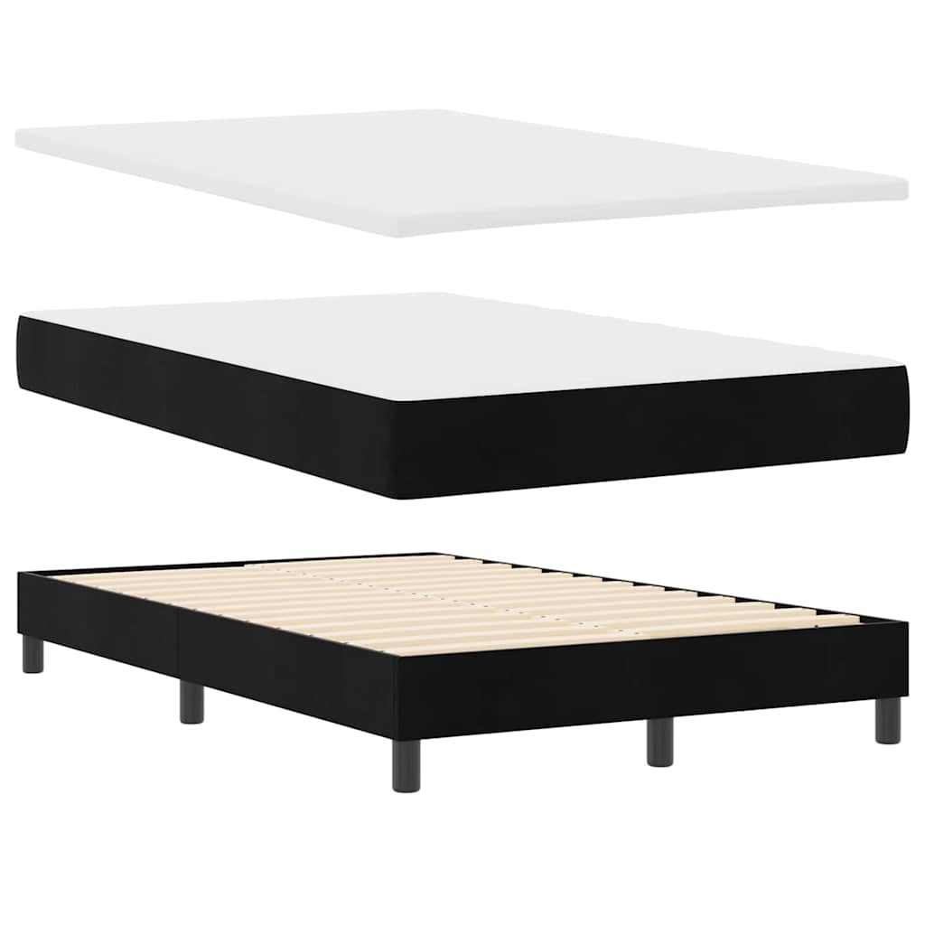 LED Box Spring Krevet s madracem Crna 120 x 200 cm Baršun