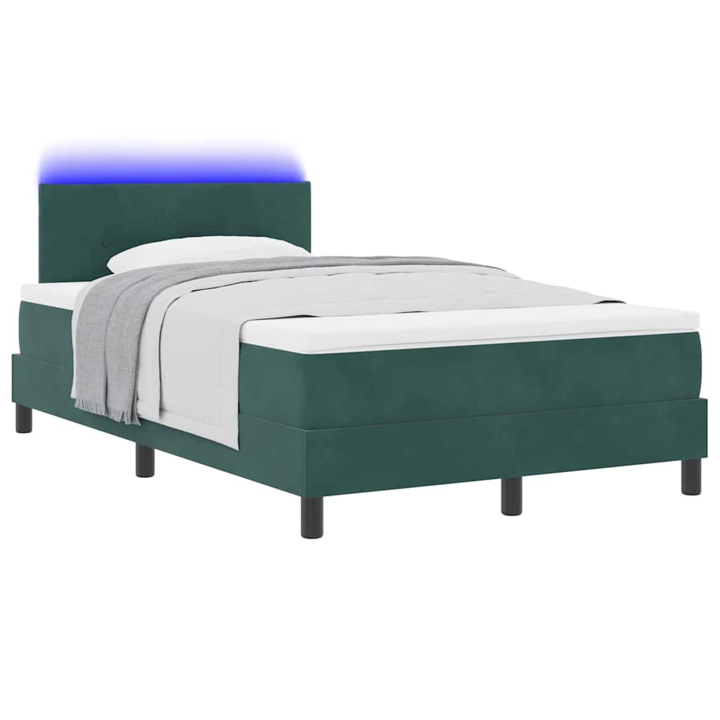 LED Box Spring Krevet Tamnozelena 120 x 200 cm Baršun